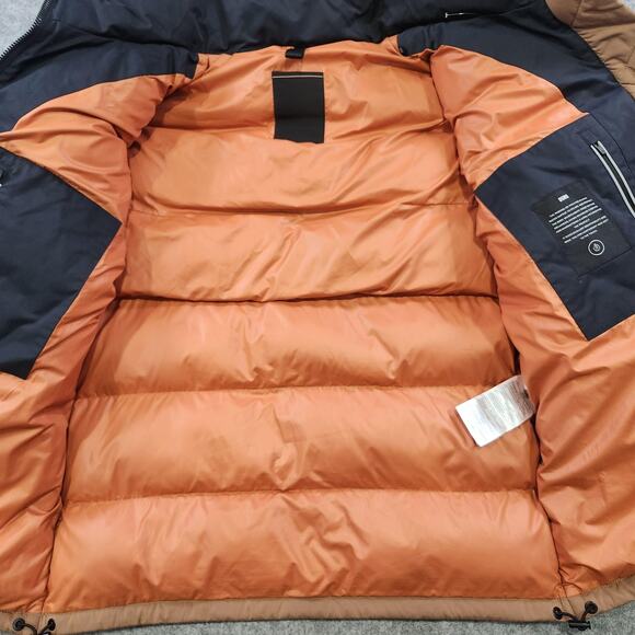 Duno Jacket Mens L? Brown Plaid Hooded Puffer Winter Coat Down Insulated Warm - Picture 13 of 16